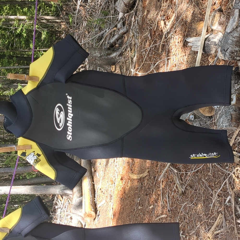 Stohlquist Wetsuit Black and Yellow Rashguard Swimwear with Neoprene S